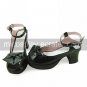 Handmade Black PU Leather 7.5cm High Heel Gothic Lolita Sandals