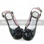 Handmade Black PU Leather 7.5cm High Heel Gothic Lolita Sandals