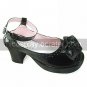 Handmade Black PU Leather 7.5cm High Heel Gothic Lolita Sandals