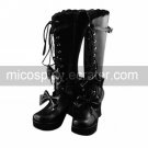 Handmade Black PU Leather 7.5cm High Heel Punk Lolita Boots