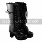 Handmade Black PU Leather 7.5cm High Heel Punk Lolita Boots