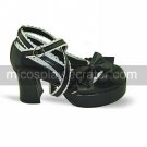 Handmade Black PU Leather 7.5cm High Heel Shiro&Kuro Lolita Shoes with Bow