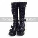 Handmade Black PU Leather 7.5cm High Heel Sweet Lolita Boots