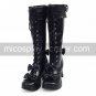 Handmade Black PU Leather 7.5cm High Heel Sweet Lolita Boots