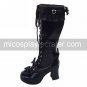 Handmade Black PU Leather 7.5cm High Heel Sweet Lolita Boots