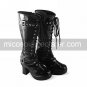 Handmade Black PU Leather 7.5cm High Heel Sweet Lolita Boots1