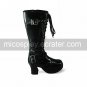 Handmade Black PU Leather 7.5cm High Heel Sweet Lolita Boots1