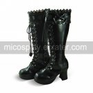 Handmade Black PU Leather 7.5cm High Heel Sweet Lolita Boots2