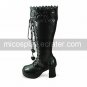 Handmade Black PU Leather 7.5cm High Heel Sweet Lolita Boots2