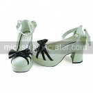 Handmade Black PU Leather 7.5cm High Heel Sweet Lolita Shoes with Bow