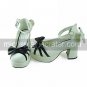 Handmade Black PU Leather 7.5cm High Heel Sweet Lolita Shoes with Bow