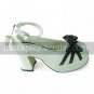 Handmade Black PU Leather 7.5cm High Heel Sweet Lolita Shoes with Bow