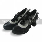 Handmade Black PU Leather 7.5cm High Heel Sweet Lolita Shoes with Bow1