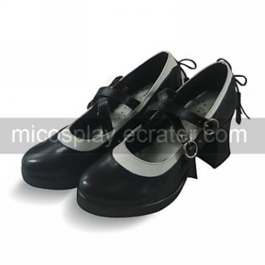Handmade Black PU Leather 7.5cm High Heel Sweet Lolita Shoes with Bow1