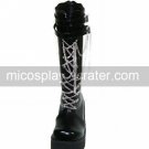 Handmade Black PU Leather 7cm High Heel Punk Lolita Boots
