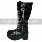 Handmade Black PU Leather 7cm High Heel Punk Lolita Boots
