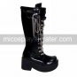 Handmade Black PU Leather 7cm High Heel Punk Lolita Boots