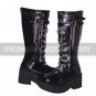 Handmade Black PU Leather 7cm High Heel Punk Lolita Boots