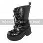 Handmade Black PU Leather 7cm Platform Gothic Lolita Boots