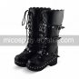 Handmade Black PU Leather 7cm Platform Punk Lolita Boots with Rivet