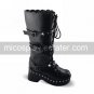 Handmade Black PU Leather 7cm Platform Punk Lolita Boots with Rivet