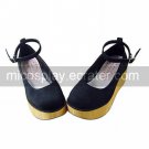 Handmade Black PU Leather 7cm Wedge Boat-Shape Classic Lolita Shoes