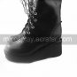 Handmade Black PU Leather 7cm Wedge Country Lolita Boots
