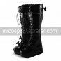 Handmade Black PU Leather 7cm Wedge Princess Lolita Boots