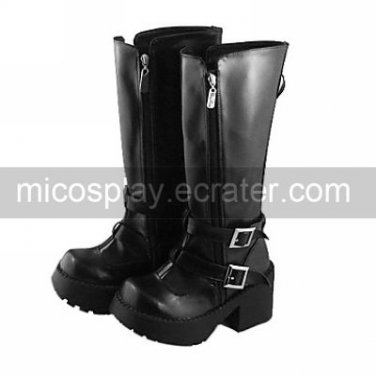 Handmade Black PU Leather 8.5cm High Heel Classic Lolita Boots