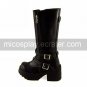 Handmade Black PU Leather 8.5cm High Heel Classic Lolita Boots