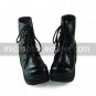 Handmade Black PU Leather 8cm High Heel Casual Lolita Shoes