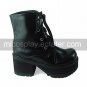 Handmade Black PU Leather 8cm High Heel Casual Lolita Shoes