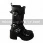 Handmade Black PU Leather 8cm High Heel Classic Lolita Boots