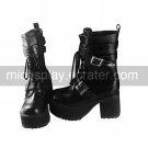 Handmade Black PU Leather 8cm High Heel Gothic Lolita Boots