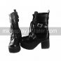 Handmade Black PU Leather 8cm High Heel Gothic Lolita Boots