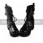 Handmade Black PU Leather 8cm High Heel Gothic Lolita Boots