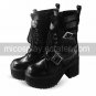 Handmade Black PU Leather 8cm High Heel Gothic Lolita Boots