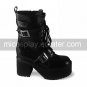 Handmade Black PU Leather 8cm High Heel Gothic Lolita Boots