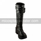 Handmade Black PU Leather 8cm High Heel Punk Lolita Boots