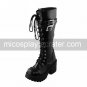 Handmade Black PU Leather 8cm High Heel Punk Lolita Boots