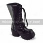Handmade Black PU Leather 8cm High Heel Punk Lolita Boots 1