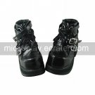 Handmade Black PU Leather 8cm High Heel Punk Lolita Shoes