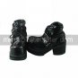 Handmade Black PU Leather 8cm High Heel Punk Lolita Shoes