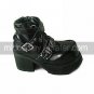 Handmade Black PU Leather 8cm High Heel Punk Lolita Shoes