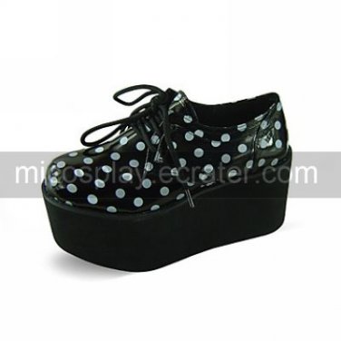 Handmade Black PU Leather 8cm Platform Punk Lolita Shoes