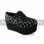 Handmade Black PU Leather 8cm Platform Punk Lolita Shoes