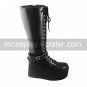 Handmade Black PU Leather 8cm Wedge Classic Lolita Boots
