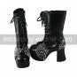 Handmade Black PU Leather 9cm High Heel Classic Lolita Boots