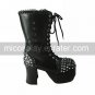 Handmade Black PU Leather 9cm High Heel Classic Lolita Boots  1