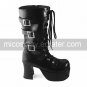Handmade Black PU Leather 9cm High Heel Punk Lolita Boots